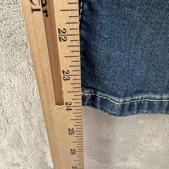 Miss Me Jeans Womens 27 Boyfriend Capri Blue Distressed Embellished Denim Pocket - Picture 16 of 16